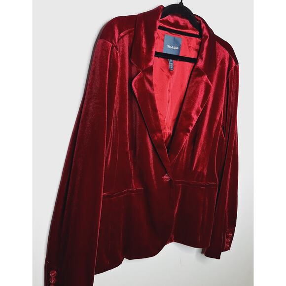Modcloth Velvet Blazer Jacket XL Wine Whimsygoth Fairy Vampire Academia Goth - Picture 9 of 12